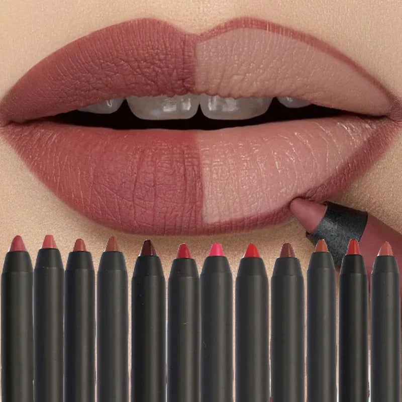 Nude Brown Matte Lip Liner Pencil – Waterproof & Long-Lasting Lip Liner Pencil QXL