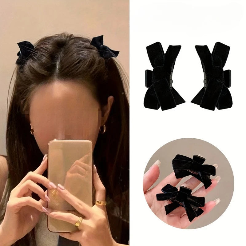 Black Velvet Bow Hair Claw Clips | 1/2/4/6 Pack Set Hair Claw Clip QXL