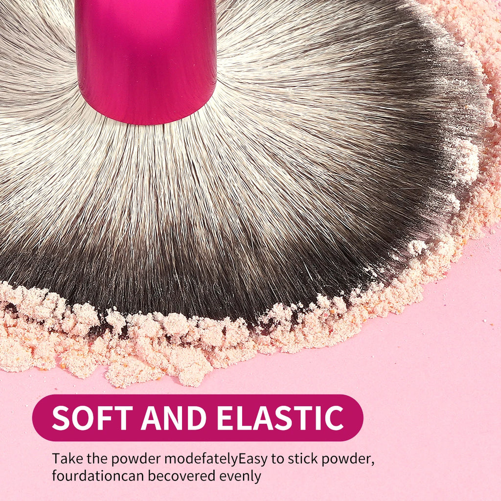 MAANGE Double-Ended Fan & Round Makeup Brush | Vegan Dual-Ended Makeup Brush QXL