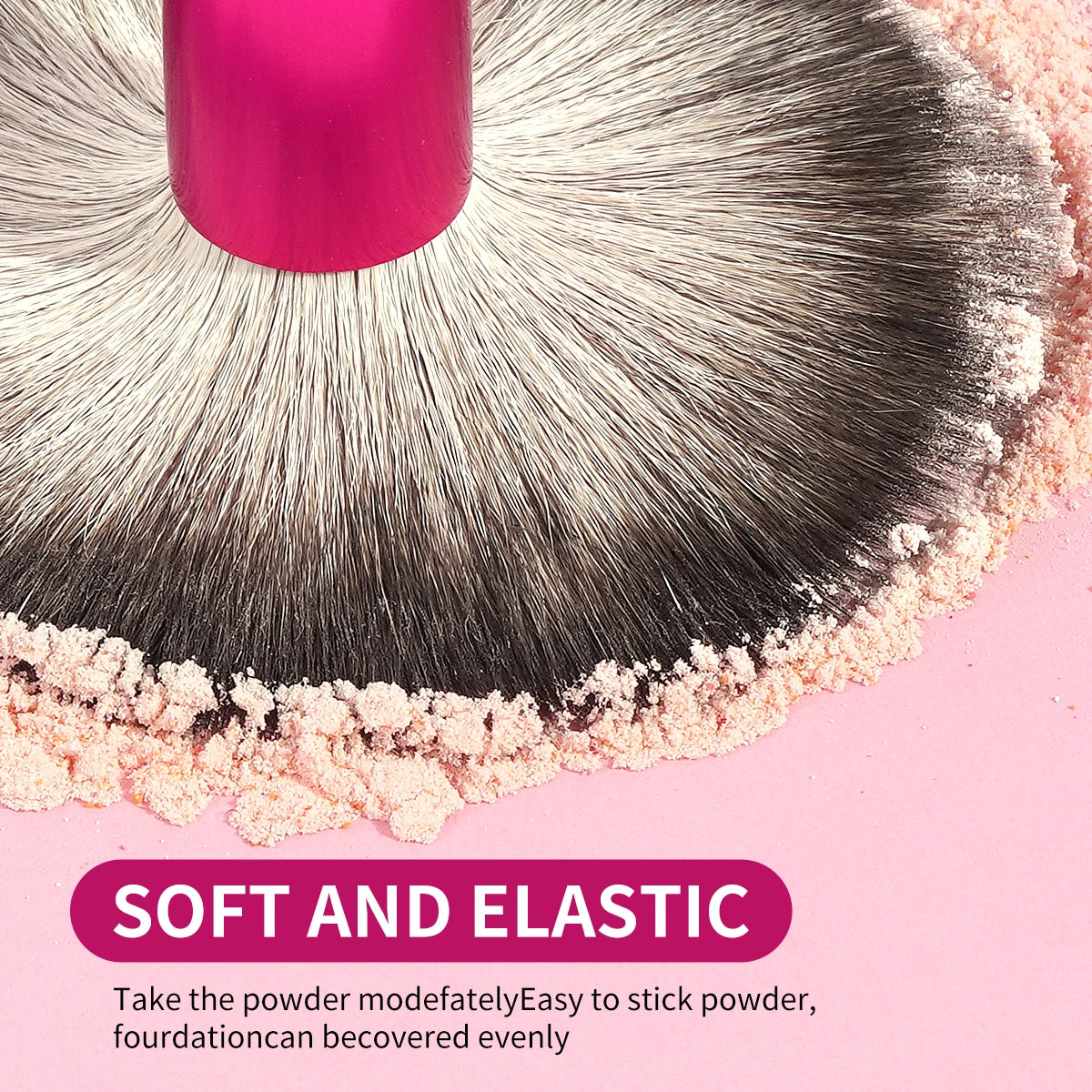 MAANGE Double-Ended Fan & Round Makeup Brush | Vegan Dual-Ended Makeup Brush QXL