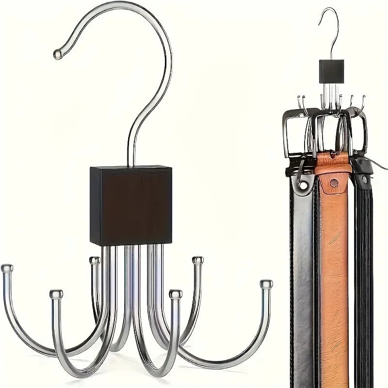 Rotating Wardrobe Rack | 6-Hook Belt, Tie & Scarf Organizer Wardrobe Hook Rack QXL