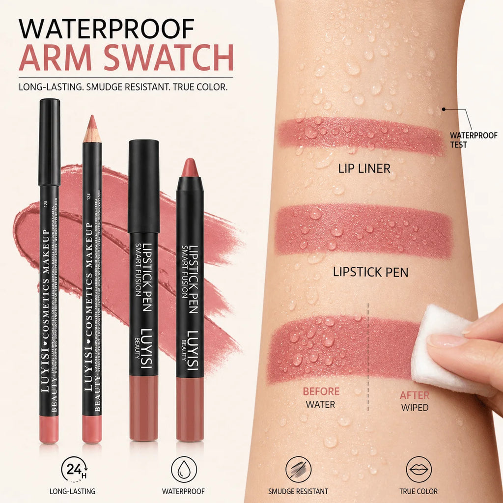Velvet Lip Set – Matte Lip Liner & Waterproof Lipstick Pencil 2pc Lip Liner & Lipstick Set QXL