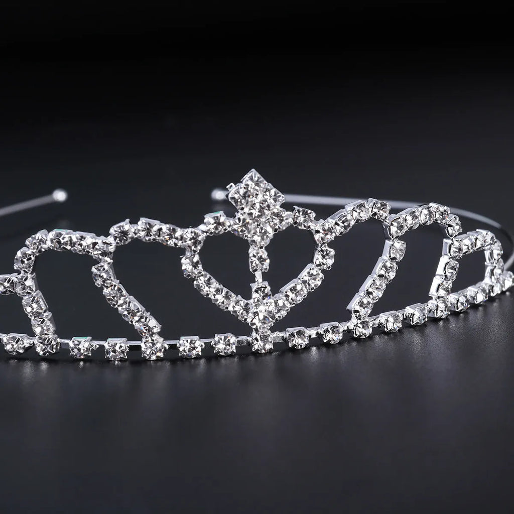 2-Pack Rhinestone Heart Tiara Crown | Wedding & Prom Headband Bridal Tiara Crown QXL