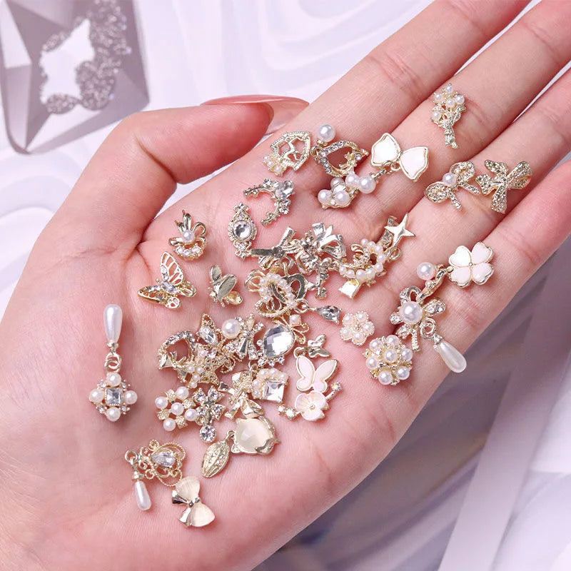10-Pack 3D Alloy Nail Art Charms | Kawaii Bow & Butterfly Nail Art Charms QXL