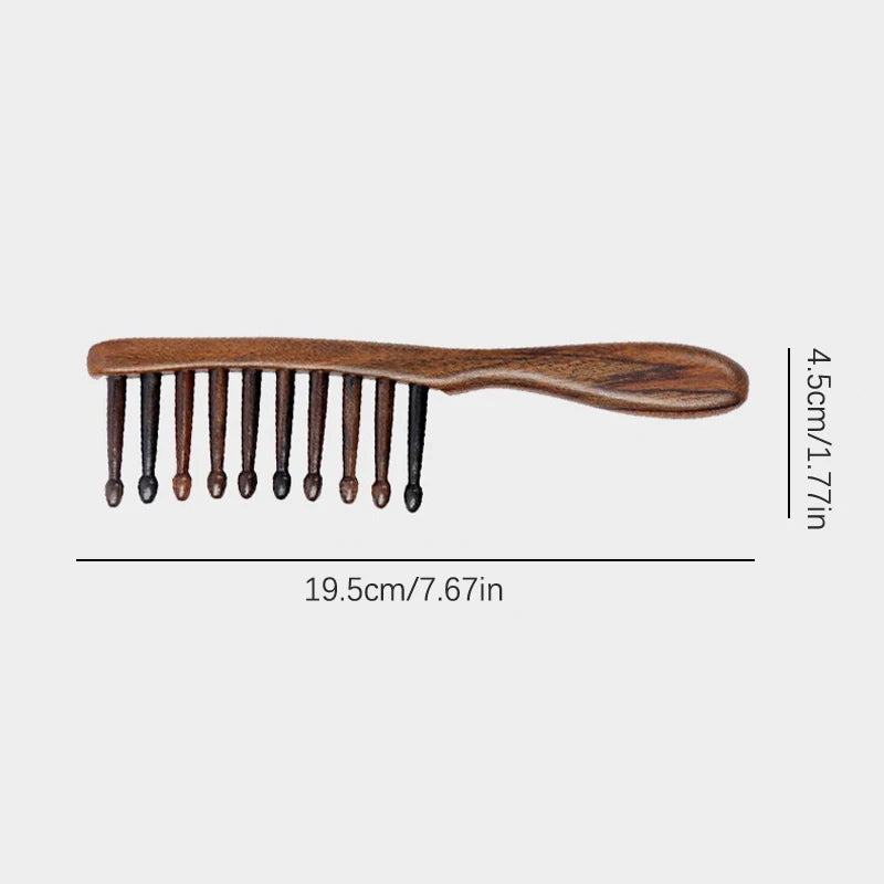 Natural Wood Wide Tooth Massage Comb – Anti-Static, No-Snag Hair Massage Comb QXL