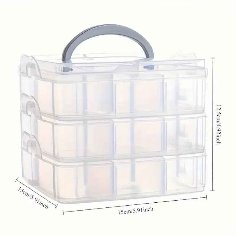 18-Compartment Stackable Jewelry Organizer Box | Clear Plastic Jewelry Organizer Box QXL