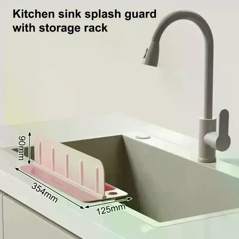 Silicone Sink Splash Guard with Drain & Storage Tray Sink Splash Guard QXL