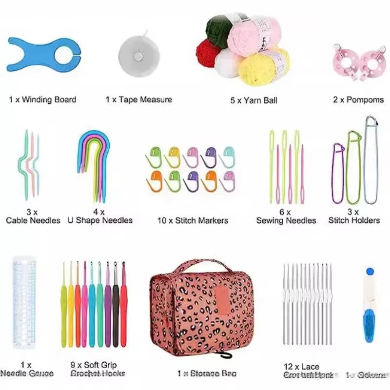 59-Piece Crochet Hook Set with Portable Hanging Storage Bag Crochet Hook Set QXL