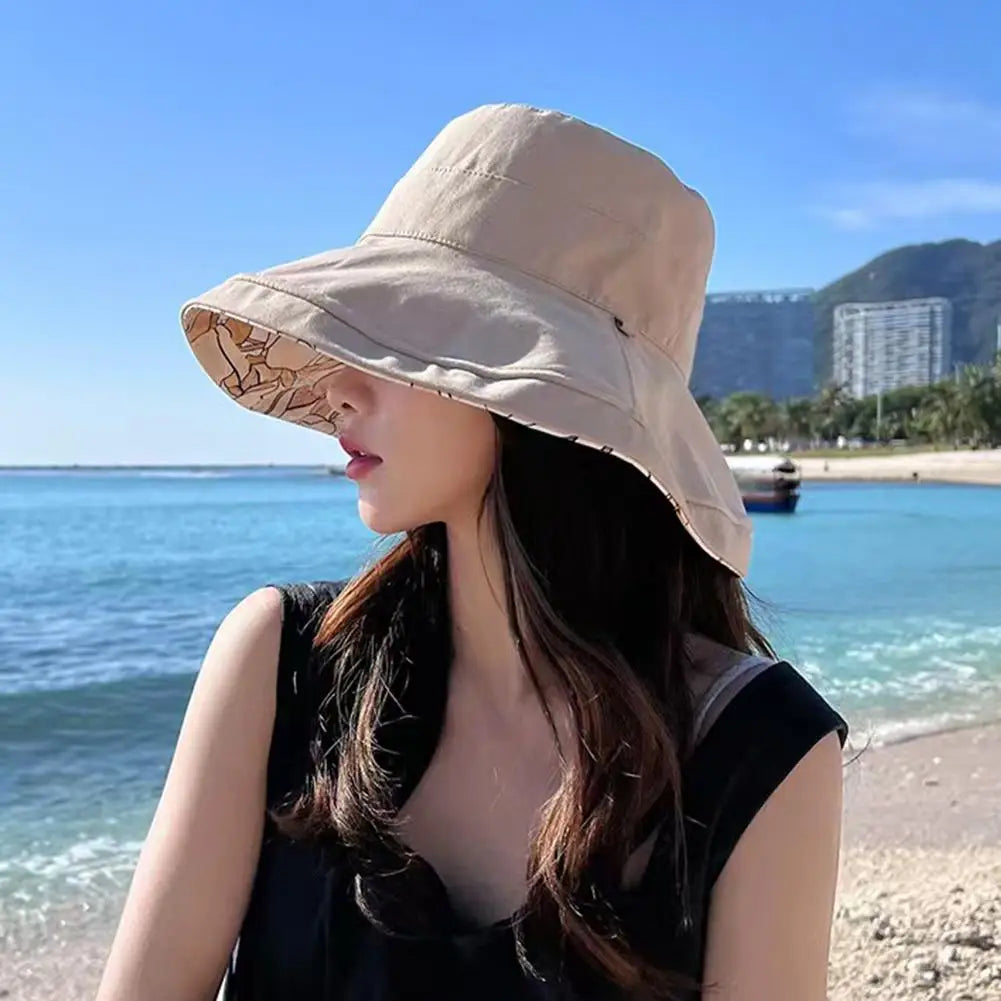 Women's Reversible Floral Bucket Hat | Wide Brim UV Sun Hat Wide Brim Sun Hat QXL