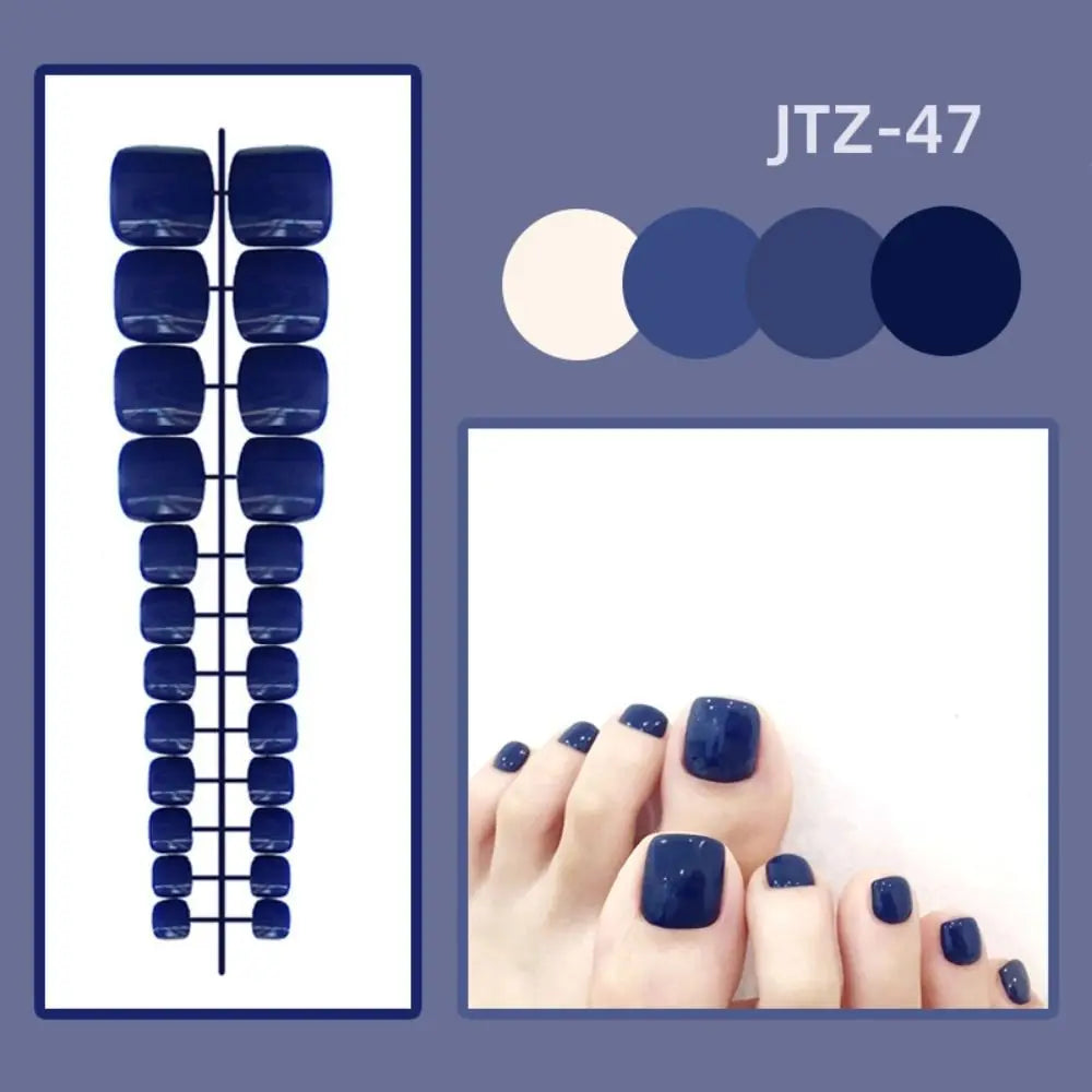 24-Pack Press-On False Toenails | Full Cover Solid Color Set Press-On Toenails QXL