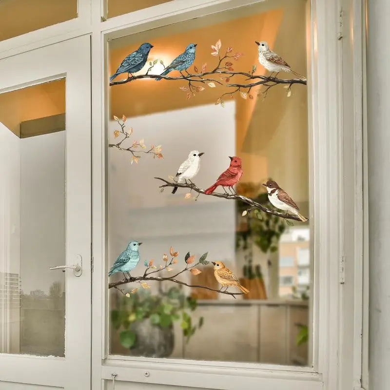 Watercolor Bird & Branches Removable Wall & Window Decal Wall Decal Sticker QXL