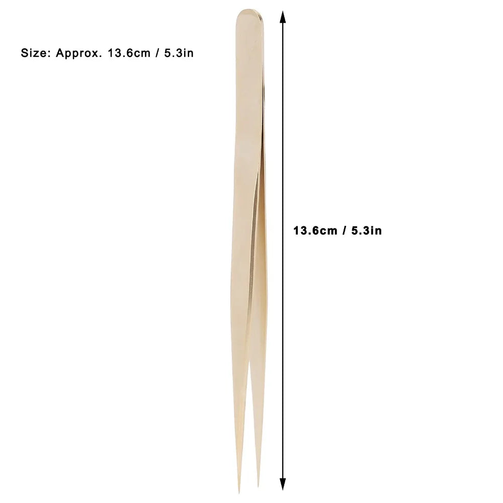 Gold Precision Tweezers | Fine Point Steel Nail & Lash Tool Precision Tweezers QXL