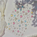 5D Embossed Nail Stickers | Heart Rhinestone Bow Moon Star Decals Nail Art Stickers QXL MS981