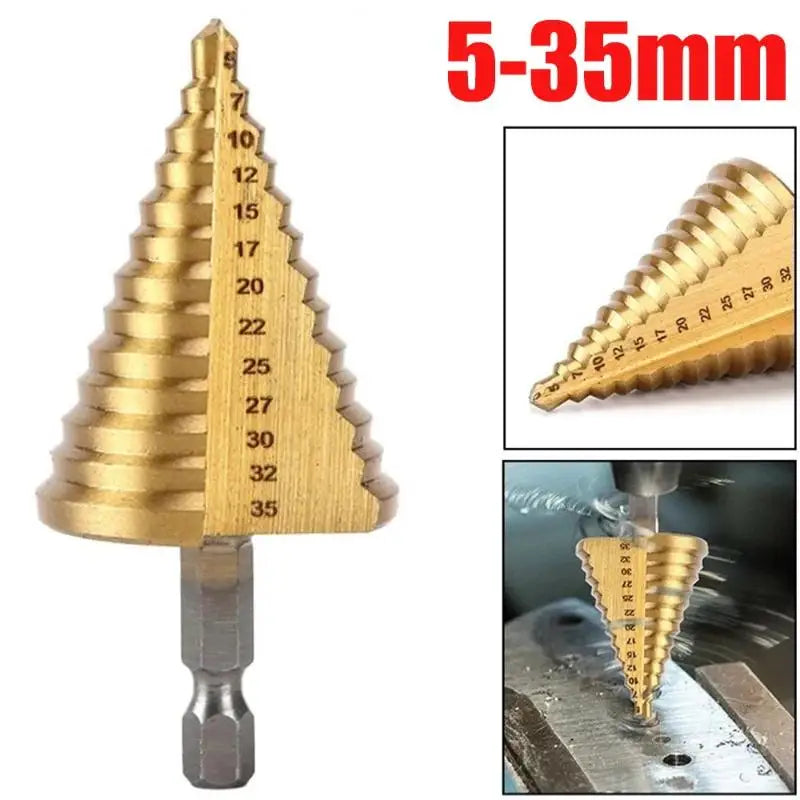 Titanium Step Drill Bit Hexagonal Pagoda Reamer – Metal & Wood Step Drill Bit QXL Default Title