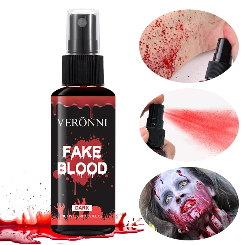 VERONNI Halloween Fake Blood Spray 50ml | SFX Costume Makeup Fake Blood Spray QXL B 50ml