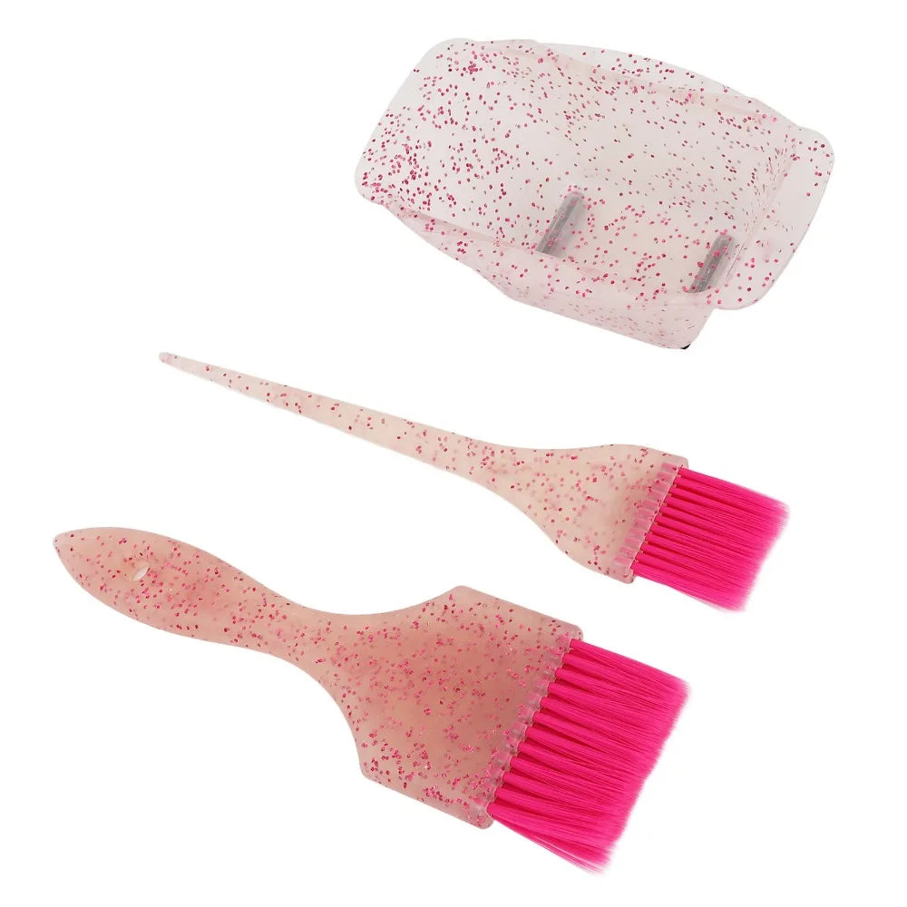 Pink Hair Dye Kit – Bowl, Pointed & Wide Brush Set | 3-Piece Hair Dye Brush Kit QXL