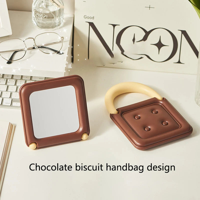 Foldable Makeup Mirror – Cute Chocolate Biscuit Handbag Design Makeup Mirror QXL