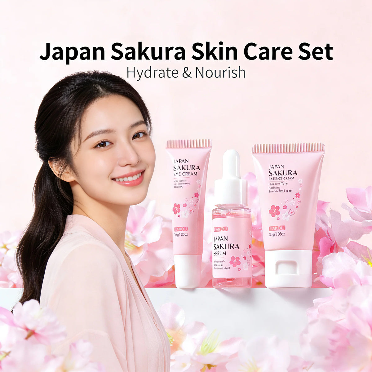 LAIKOU 3-Pc Travel Skincare Set – Serum, Eye Cream & Moisturizer Travel Skincare Set QXL