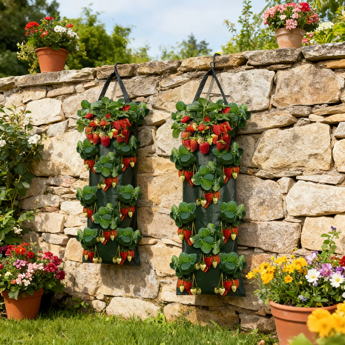 Wall-Mount Foldable Planting Bag | 8-Hole Veggie Grow Bag Hanging Grow Bag QXL