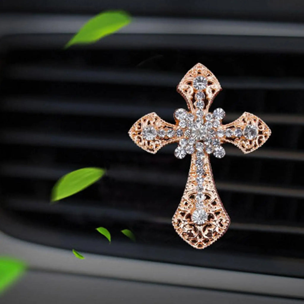 Bling Cross Car Air Vent Clip | Rhinestone Crystal Freshener Car Vent Clip Freshener QXL