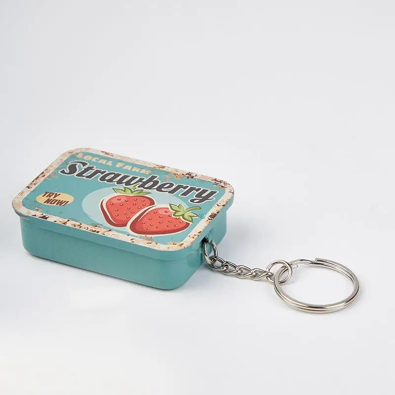 Slide Top Tin Box | Metal Storage Container with Keyring Slide Tin Storage Box QXL