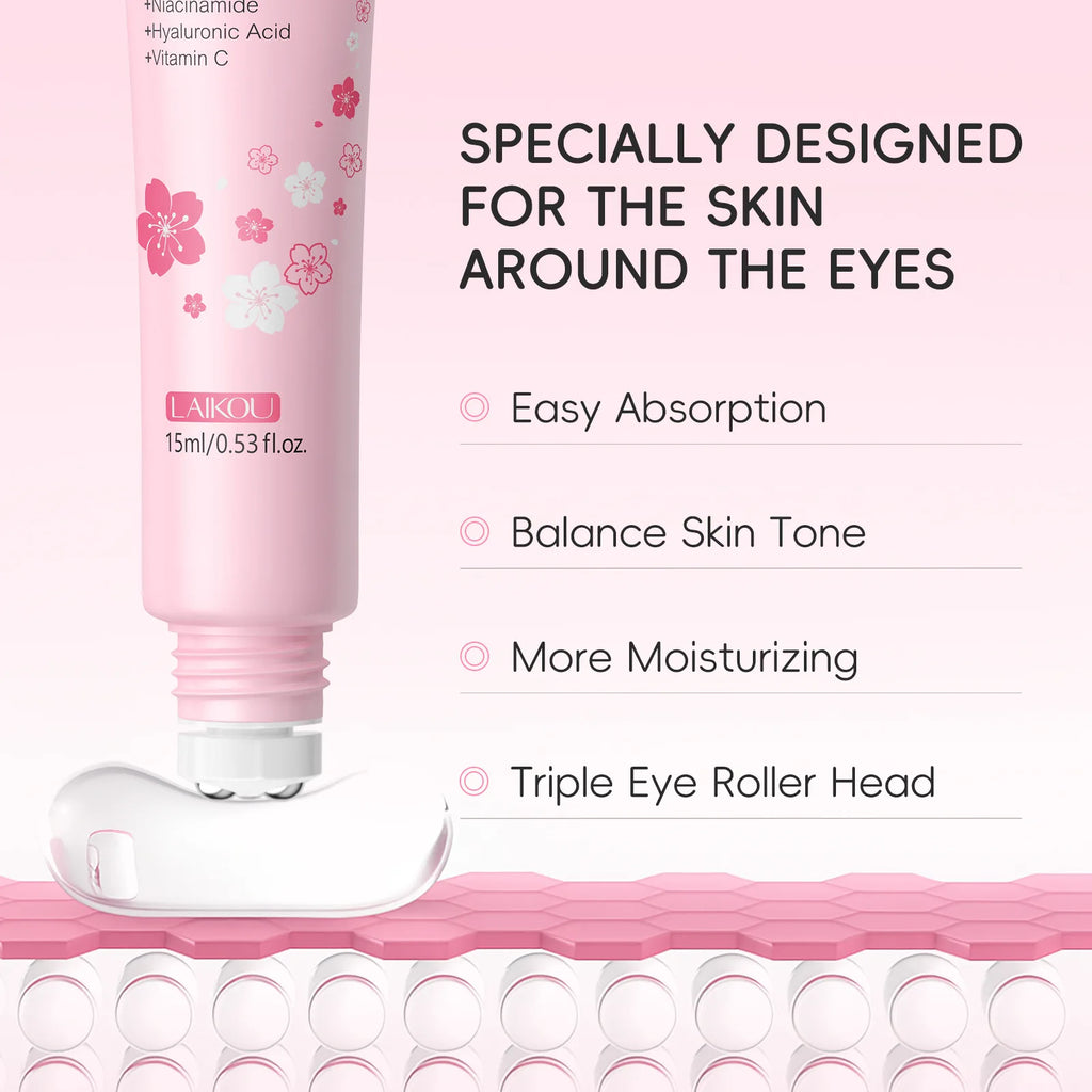 LAIKOU Sakura Eye Serum Roller | Brighten & Hydrate 15ml Eye Serum Roller QXL