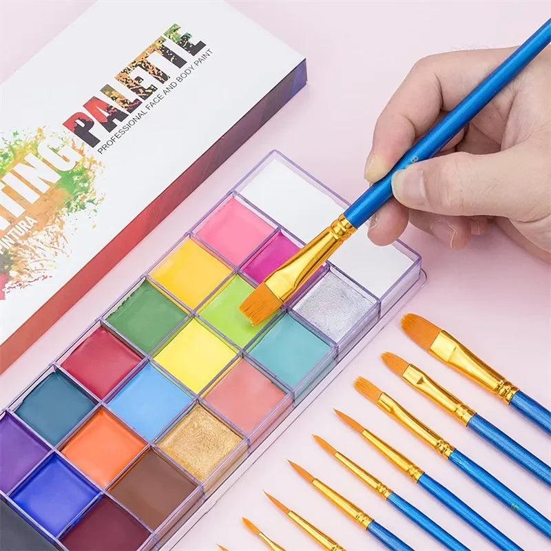 20-Color Face & Body Paint Palette | Non-Toxic Party Kit Face & Body Paint QXL