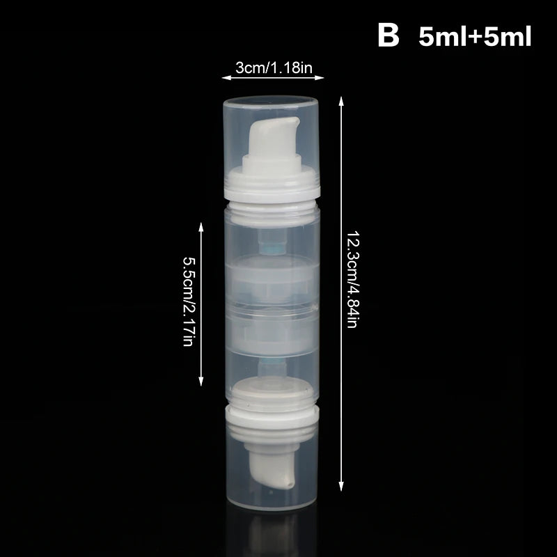 Double-Headed Vacuum Refillable Travel Bottle 5ml/10ml Refillable Travel Bottle QXL 5ml B Transparent