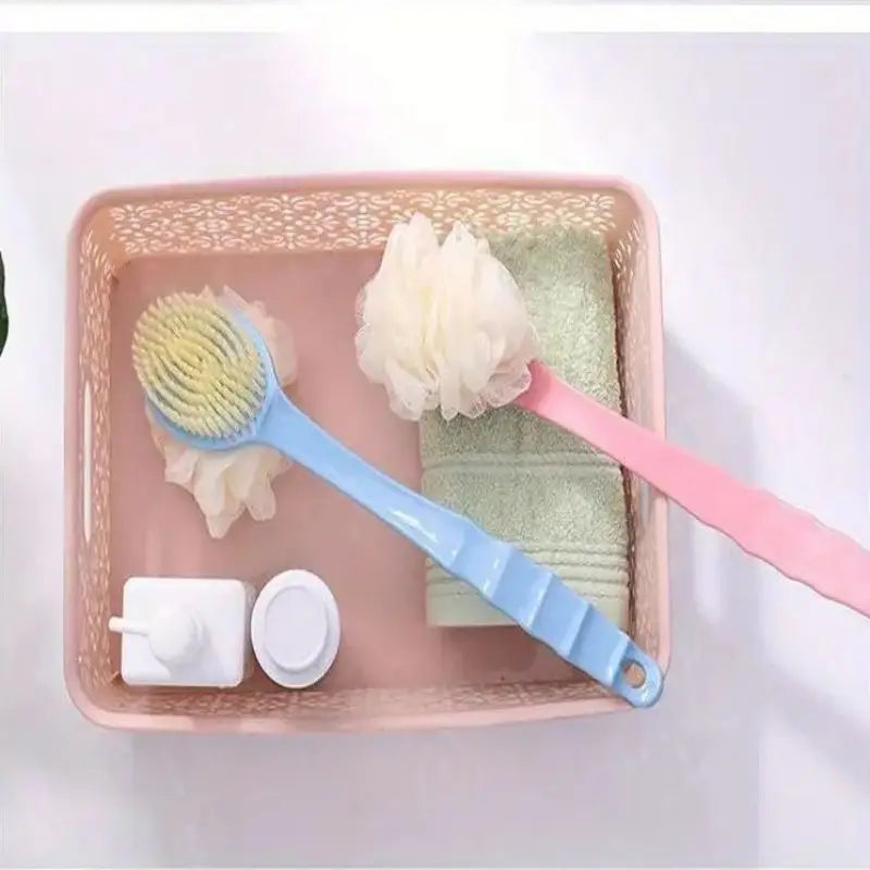 Double-Sided Long Handle Bath Brush | Soft Bristle Exfoliator Bath Brush QXL