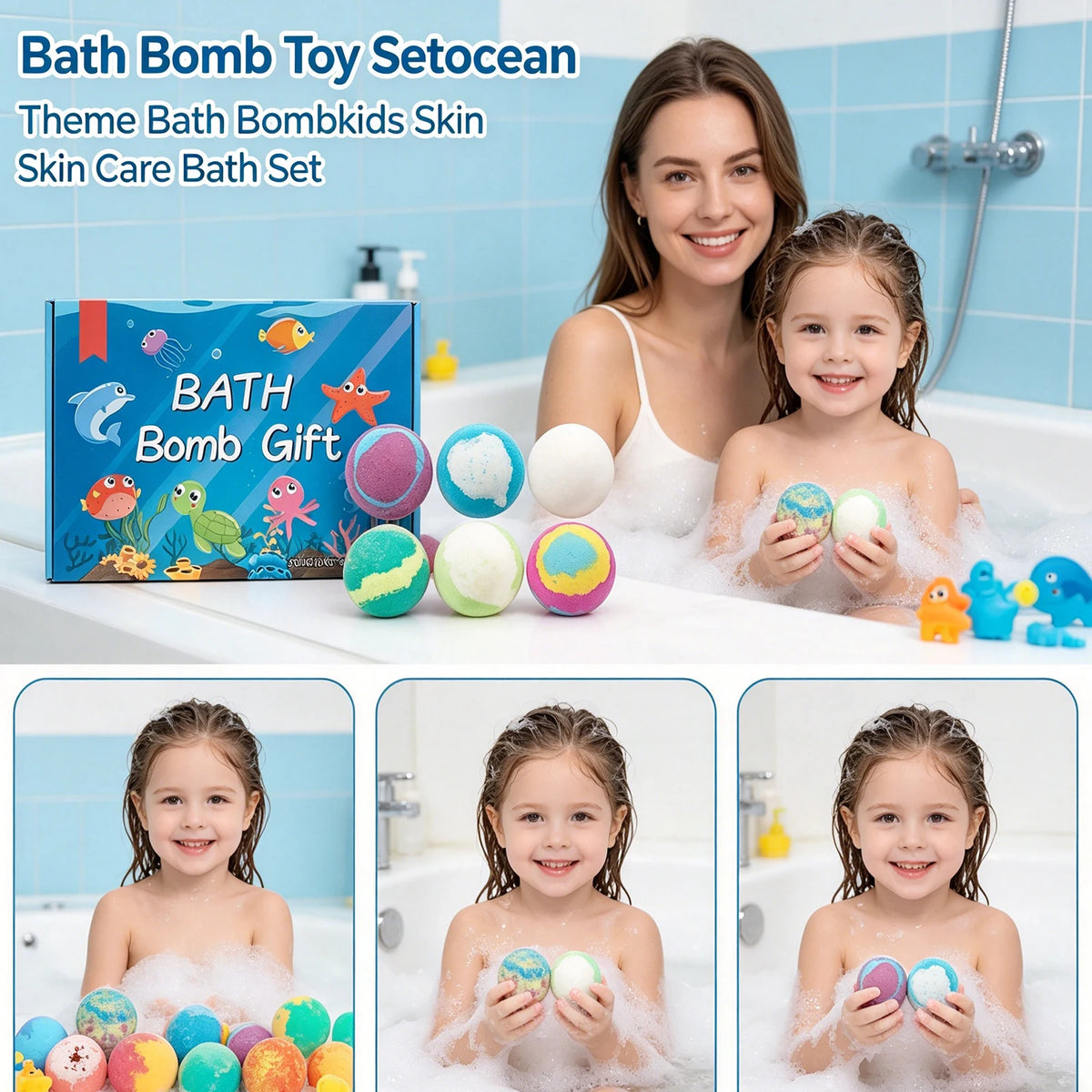 Ocean Theme Kids Bath Bomb Set | Bubble & Moisturizing 300g Kids Bath Bomb Set QXL