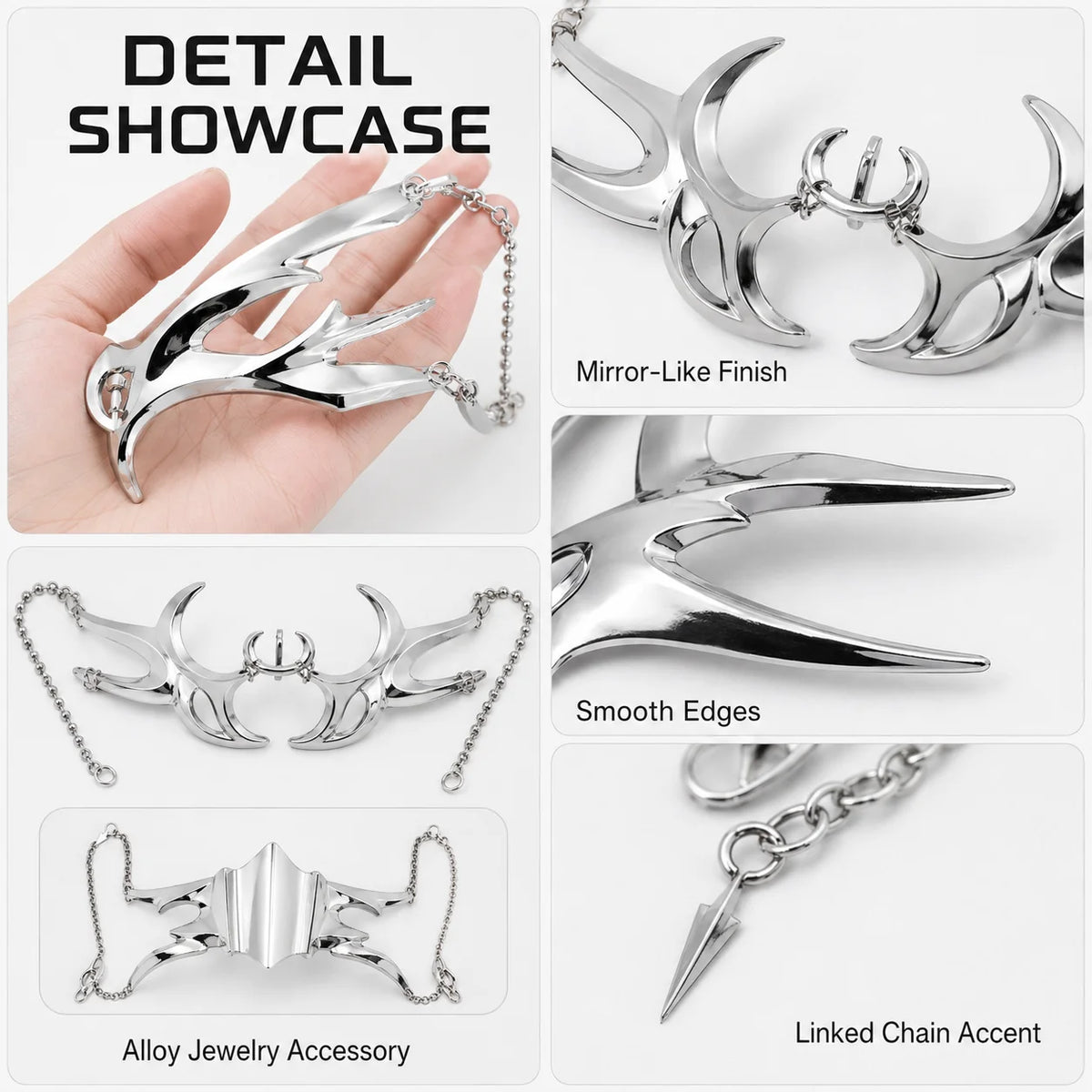 Gothic Cyberpunk Silver Hollow Face Jewelry | Festival Cosplay Cyberpunk Face Jewelry QXL