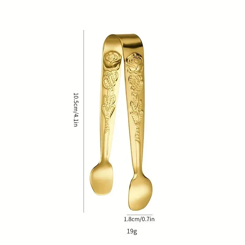 304 Stainless Steel Rose Mini Tongs | Ice & Sugar Cube Clips Kitchen Tongs QXL