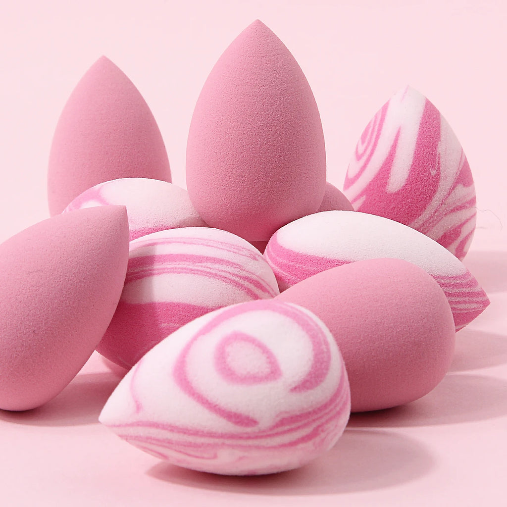 KOSSHOW 10-Pack Mini Teardrop Makeup Sponges – Pink Puffs Makeup Sponge Set QXL