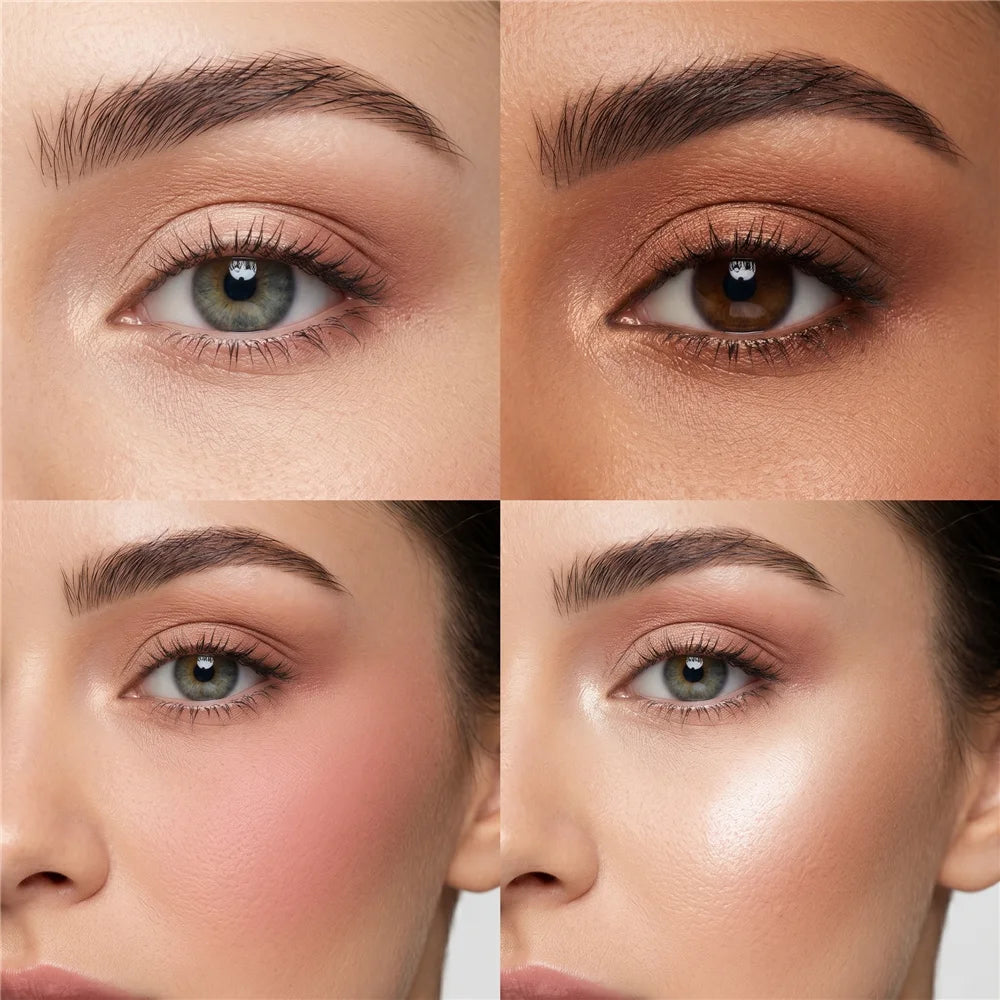 3-in-1 Highlighter Eyeshadow Blush Palette | Shimmer & Matte Eyeshadow Blush Palette QXL