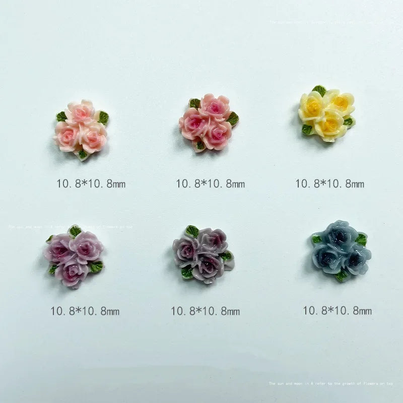 Kawaii Rose Resin Nail Charms | 3D Flower Nail Decorations Nail Art Charms QXL