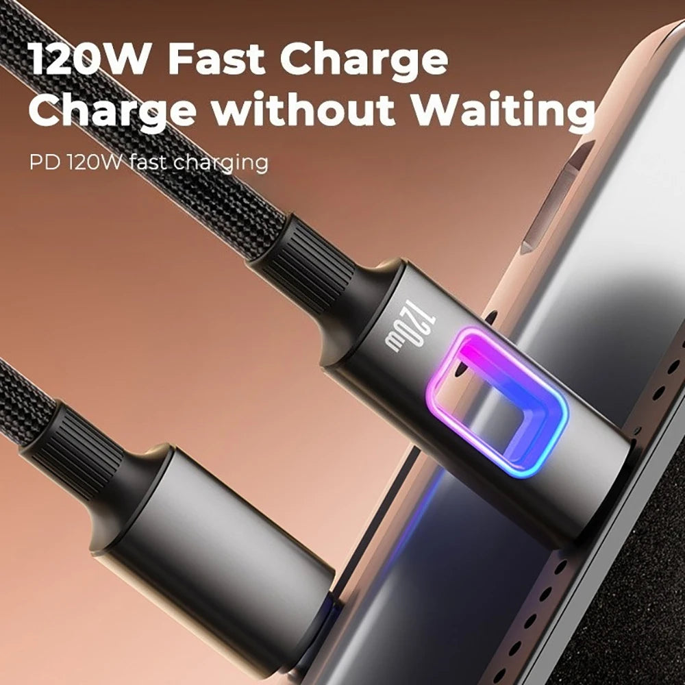 120W USB-C to C Fast Charging Braided Cable 6A PD Cord USB-C Charging Cable QXL