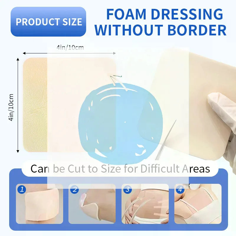 Sterile Foam Non-Adhesive Wound Dressing 10cm x 10cm Foam Wound Dressing QXL