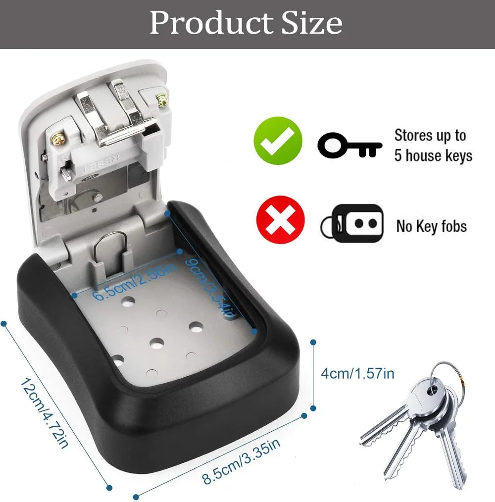 Waterproof Wall-Mount Key Lock Box | 4-Digit Combo Safe Key Lock Box QXL