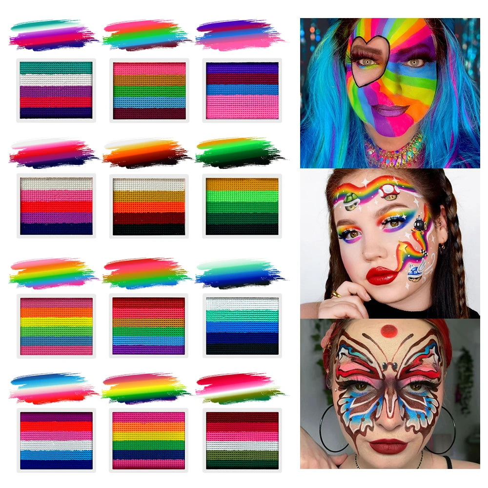 VERONNI 12-Color Water-Based Face & Body Paint Palette 8g Face & Body Paint QXL