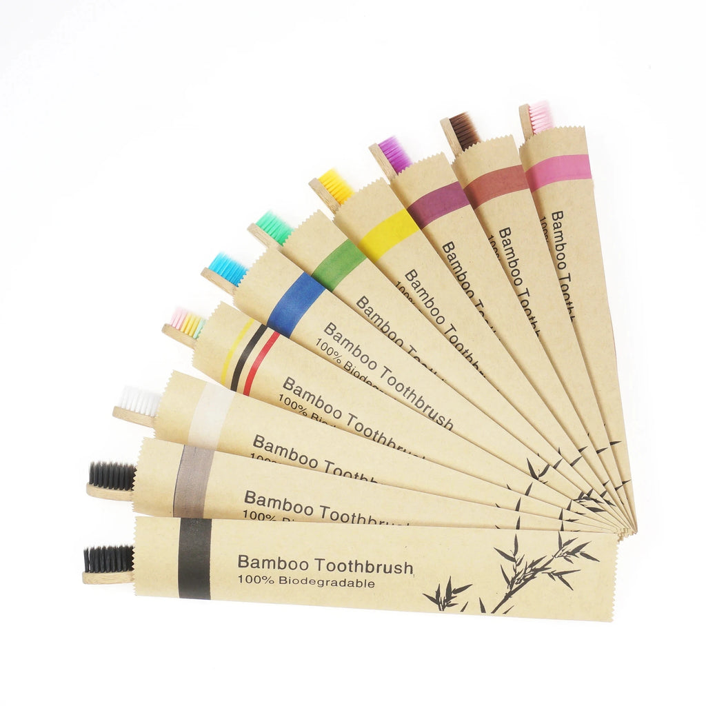 10-Pack Kids Bamboo Toothbrushes | Soft BPA-Free Bristles Kids Bamboo Toothbrush QXL