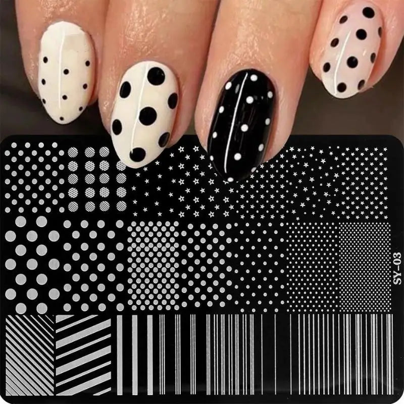 Stainless Steel Nail Art Stamping Plate – Dots & Lines Nail Stamping Plate QXL