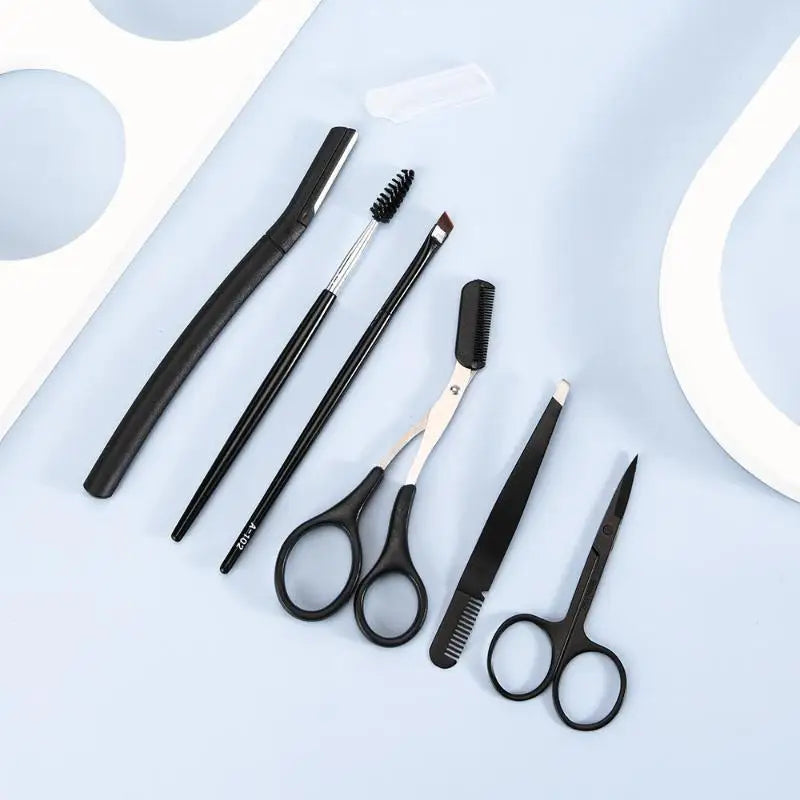 17-Pc Stainless Steel Eyebrow Grooming Kit with Carry Bag Eyebrow Grooming Kit QXL