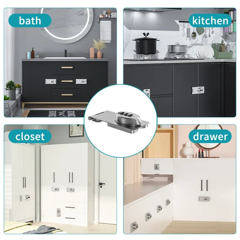 Child Safety Cabinet & Drawer Lock | Double Opening Silver Cabinet Safety Lock QXL