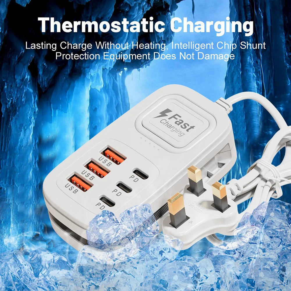 6-in-1 Desktop Charging Station | 3 USB-C PD & 3 USB Ports Desktop Charging Station QXL