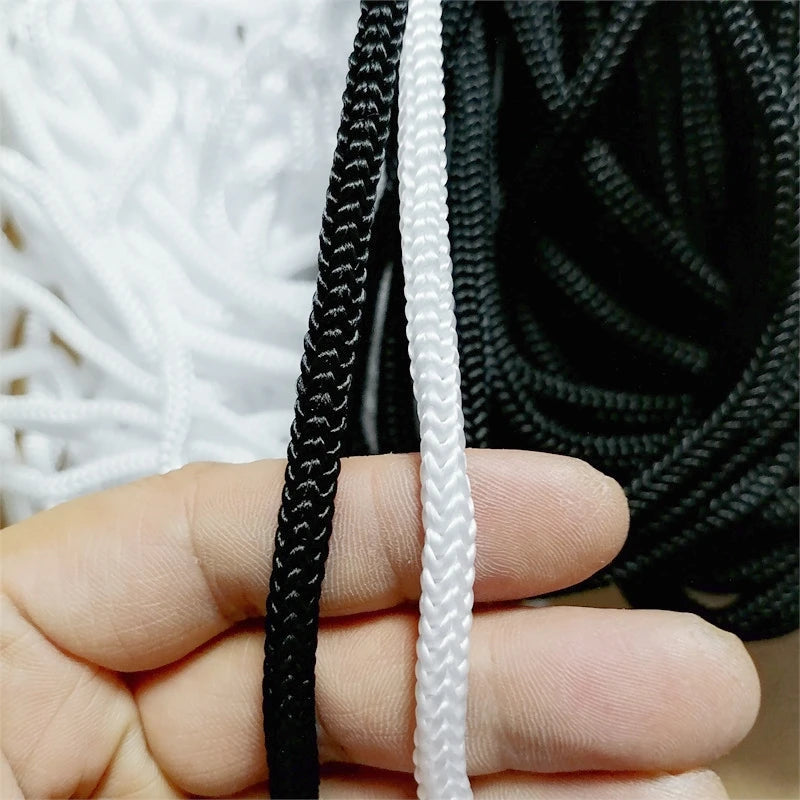 5/6mm Braided Nylon Cord 50m | Black & White DIY Drawstring Rope Braided Craft Cord QXL