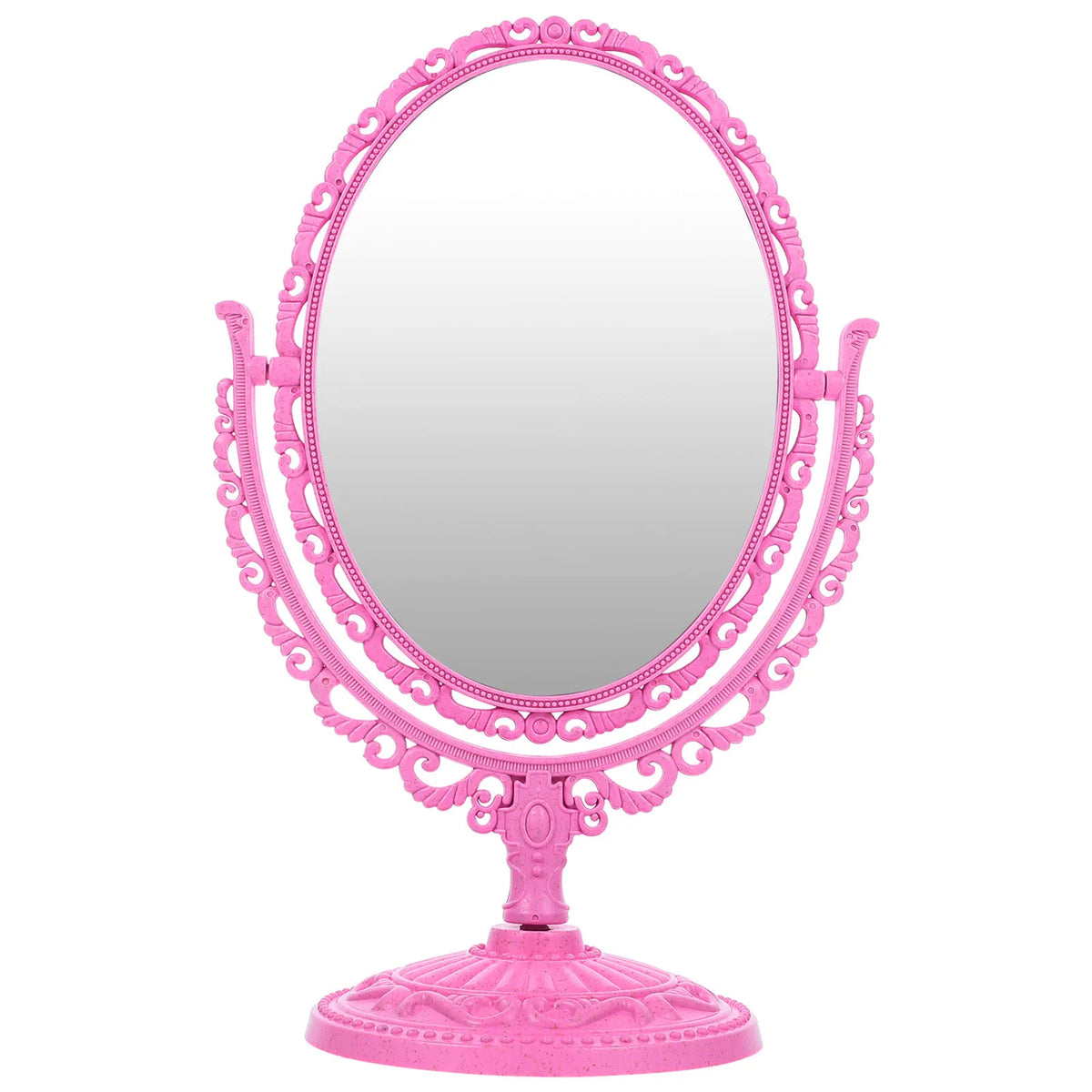 Oval Pink Vanity Mirror | 2X Magnifying, 360° Rotation, Tabletop Tabletop Vanity Mirror QXL