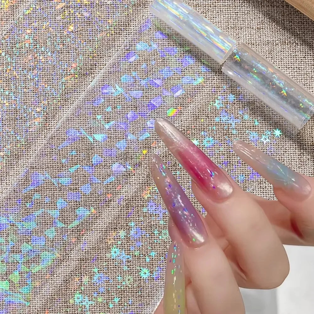 Holographic Mermaid Nail Foil Transfer Stickers | Aurora DIY Nail Foil Stickers QXL