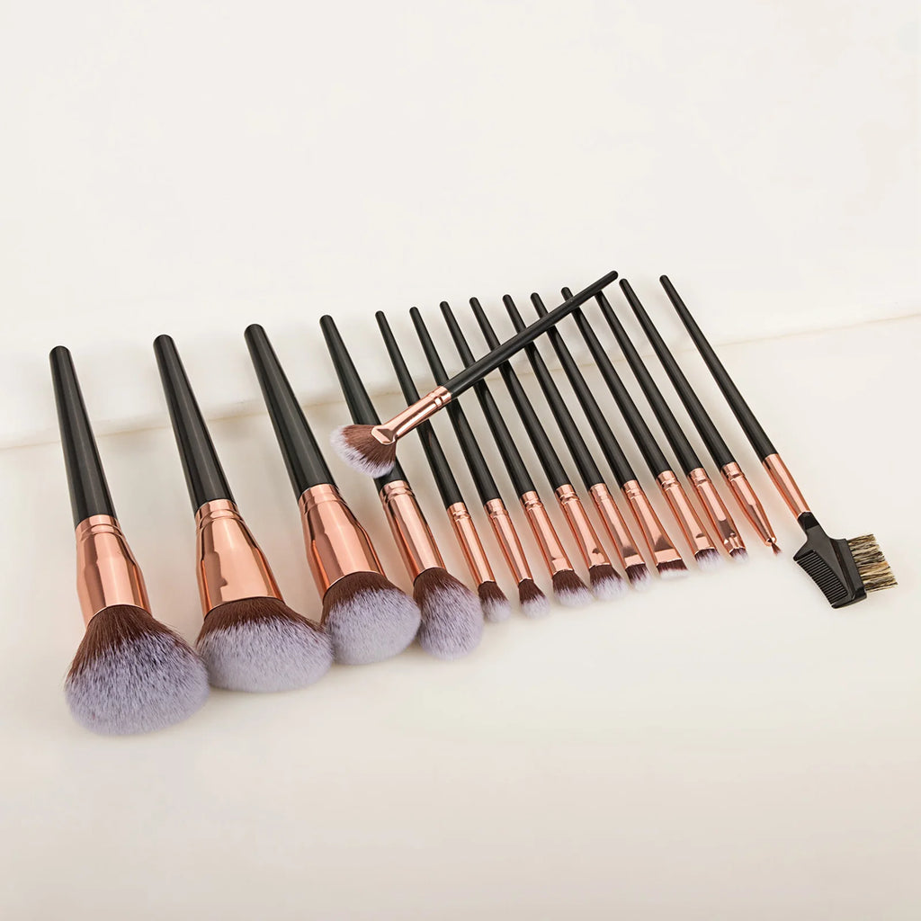 Ronshadow 15-Pc Makeup Brush Set with Storage Bag Makeup Brush Set QXL