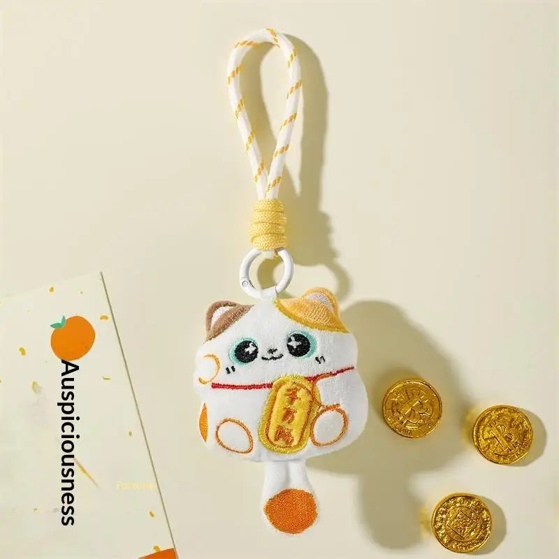 Lucky Cat Plush Keychain Pendant | Bag Charm Mascot Doll Gift Plush Keychain Charm QXL