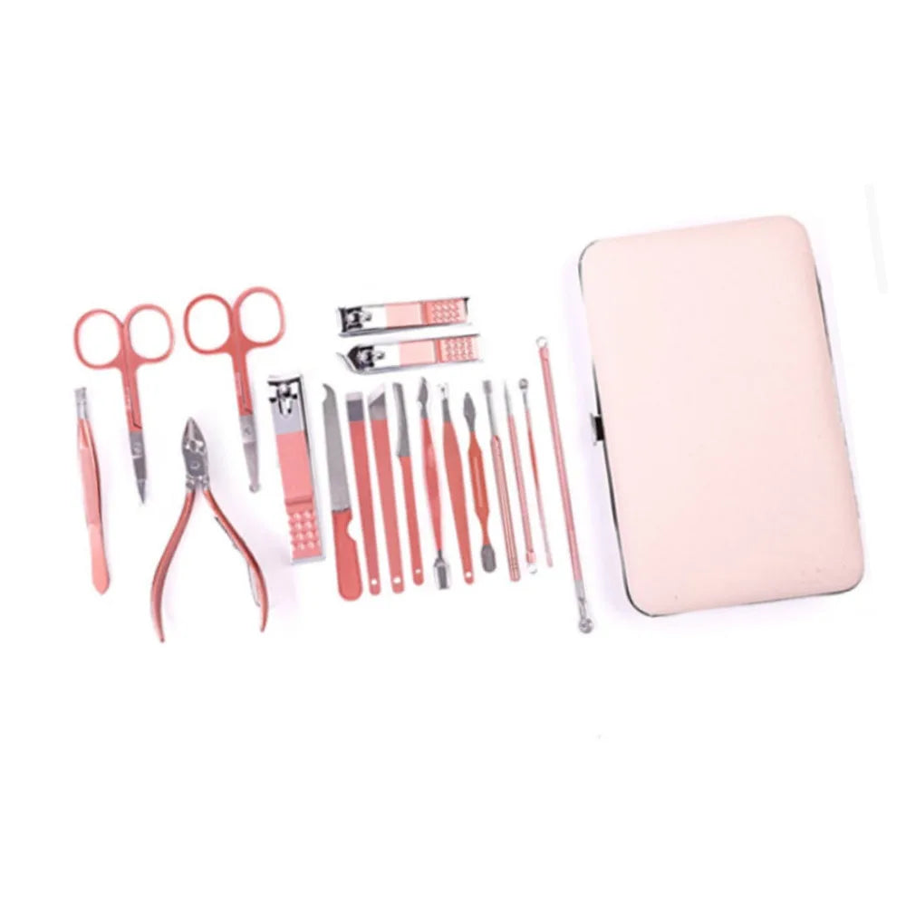 18-Pc Rose Gold Stainless Steel Nail Clipper & Grooming Kit Nail Grooming Kit QXL